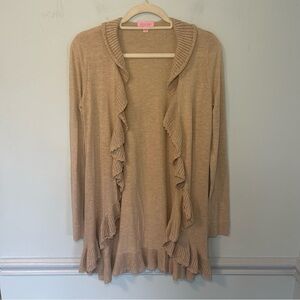 Lilly Pulitzer Gold Metallic Cascading Ruffle Kiernan Cardigan Size Small